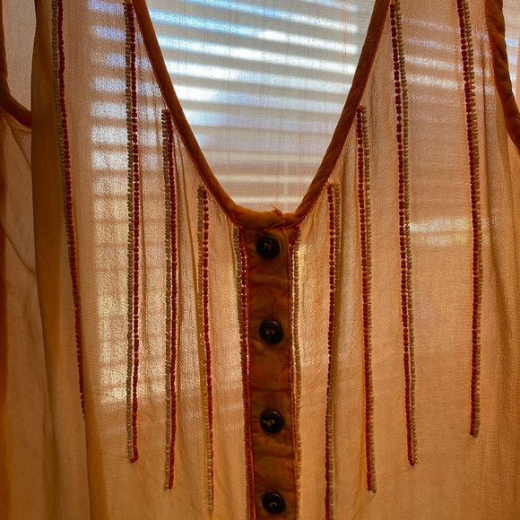 Orange woman’s small sheer top with beadwork - Picture 3 of 9
